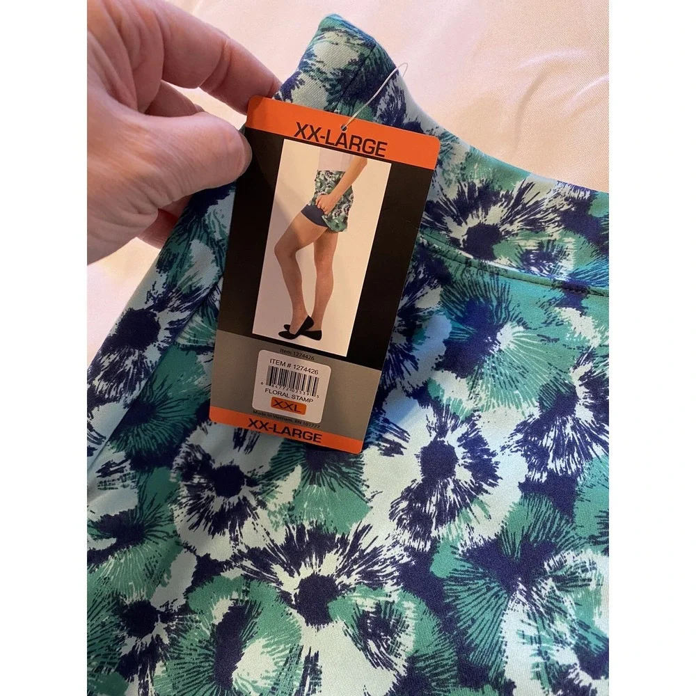 TRANQUILITY NWT Skort Size 2XL Pull-On Blue Floral Tennis Walking Athletic Wear